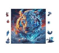 Tiger with Rainbow 100 Pc Classic Jigsaw Puzzle Puzzle for Adults Hard Challenging Hobby Home Decor Poster High-grade Rigid Cardboard 28x28cm