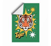 Tiger with Stars Retro Unframed Wall Art Print A2 (59.4×42cm), Wall Decor for Living Room, Bedroom, Office & Home, Art Gift