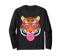 Tiger with Sunglasses Blowing Bubble Long Sleeve T-Shirt