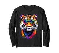 Tiger with Sunglasses I Love Tigers Wild Big Cats Cute Tiger Long Sleeve T-Shirt