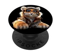 Tiger with Sunglasses I Love Tigers Wild Big Cats Cute Tiger PopSockets Adhesive PopGrip