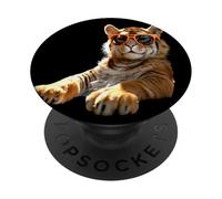 Tiger with Sunglasses I Love Tigers Wild Big Cats Cute Tiger PopSockets Adhesive PopGrip