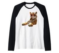 Tiger with Sunglasses I Love Tigers Wild Big Cats Cute Tiger Raglan Baseball Tee