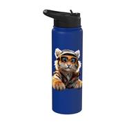 Tiger with Sunglasses I Love Tigers Wild Big Cats Cute Tiger Stainless Steel Insulated Water Bottle