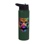 Tiger with Sunglasses I Love Tigers Wild Big Cats Cute Tiger Stainless Steel Insulated Water Bottle