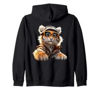 Tiger with Sunglasses I Love Tigers Wild Big Cats Cute Tiger Zip Hoodie