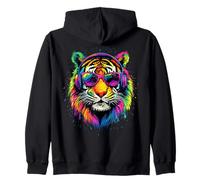Tiger with Sunglasses I Love Tigers Wild Big Cats Cute Tiger Zip Hoodie