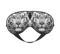 Tiger with Teal Eyes Double Sided Sleep Mask, Adjustable Blackout, Silk-Like Eye Mask for Sleeping,Travel, Soft, Breathable, Lightweight Comfortable Blindfold
