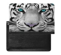 Tiger with Teal Eyes Passport Holder Vaccine Card Holder Travel Document Organizer Credit Card Organizer for Women/Men