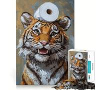 Tiger with Toilet Paper Jigsaws 1000 Pieces for Adults Mind Exercise Toy Stress Relief Design Assembly Elegant Gift 50x75cm