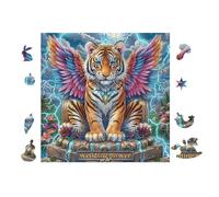 Tiger with Wings 100 Pieces Set Classic Jigsaw Puzzle Couple Puzzle Partners Logic Skill Wall Decor Easter New Year Gift Eco-friendly Recycled Cardboard 28x28cm