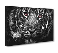 Tiger With Yellow Eyes Canvas Print | Gallery Wrapped 30mm Frame Wall Art | 30x20 inches | Ready to Hang | Abstract Animals Picture | Living Room Bedroom Lounge Office