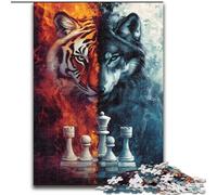 Tiger Wolf Chess Puzzles for Adults Teens 1000 Pieces, Educational Stress Relief Toy for Is Ideal As A Gift for The Whole Family (26x38cm)