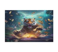 Tiger Wooden Jigsaw Puzzles for Adults 1000 Difficult Hard Poster Puzzle Jigsaw Puzzle 1000 Piece Precise Interlocking Family Gathering Educational Game Toys (75×50cm)