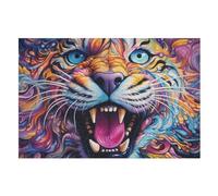 Tiger Wooden Jigsaw Puzzles for Adults 1000 Difficult Hard Poster Puzzle Jigsaw Puzzle 1000 Piece Precise Interlocking Family Gathering Educational Game Toys （75×50cm）