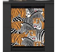 Tiger Zebra Print Dishwasher Magnetic Cover Kitchen Decor Animal Front Dishwasher Refrigerator Magnetic Cover Sticker Appliance Decorative Cover 23 x 26 Inches