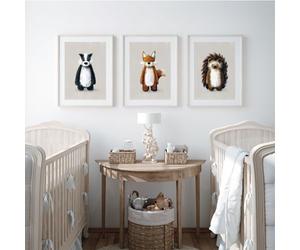 Tigercub Prints Forest Animal Nursery Prints | A4 Set of 3 | Printed on 400gsm Professional Quality Paper | Designed and Printed in UK | Nursery Decor | Baby and Kids Wall Art | Bedroom Decoration
