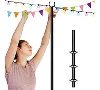 Tigerden 10ft String Light Pole for Deck Fence, Light Pole for Outdoor String Light, Perfect for Garden, Backyard, and Patio Lighting Stand for Parties, Wedding - Matte Black Finish - 1 Pack