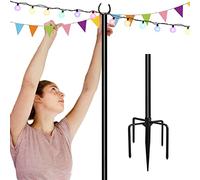 Tigerden 10ft String Light Pole for Soft Surfaces, Light Pole for Outdoor String Light, Perfect for Garden, Backyard, and Patio Lighting Stand for Parties, Wedding - Matte Black Finish - 1 Pack