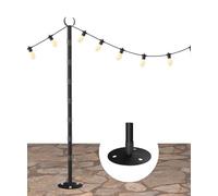 Tigerden 10Ft String Light Poles for Hard Surfaces, Outdoor Light Stand for Backyard, Garden & Patio Party Lighting, Heavy-Duty Metal Poles with Waterproof Finish, Rustproof & Adjustable