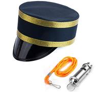Tigerdoe Conductor Hat - Train Engineer Costume - Hat and Whistle - Costume Hats for Adults - Railroad Party - 2 Pc Set