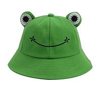 Tigergirl Bucket Sun Hat for Kids Girls Frog Fisherman Bucket Sun Hat Cute Cotton Bucket Sun Hat Outdoor Foldable Sun Hats Wide Brim Fisherman Hat for Children Girls (Green)
