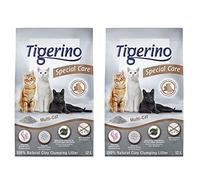 Tigerino Special Care Cat Litter - Multi-Cat 2x12L Clumping Litter Made From Natural Bentonite, With Fresh Baby Powder Scent Ideal For Multi-Cat Households, Virtually Dust-Free