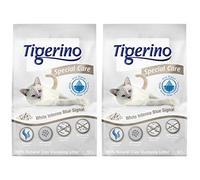 Tigerino Special Care White Intense Blue Signal Clumping Clay Cat Litter 24L Scented Antibacterial Disposable And Hypoallergenic Hygiene Litter With Smell Control Formula Free Natural Catnip Ball