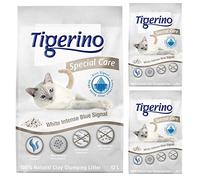 Tigerino Special Care White Intense Blue Signal Clumping Clay Cat Litter 36L Scented Antibacterial Disposable And Hypoallergenic Hygiene Litter With Smell Control Formula Free Natural Catnip Ball