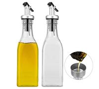 Tigerkinwit Oil Bottle,Olive Oil Dispenser 200ml*2pcs Lead Free Glass Oil Vinegar Bottle with 1pcs Funnel for Cooking Kitchen Baking Salad