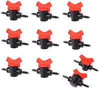 Tigerlily Enterprises 10PCS 4mm Inline Shut Off Valves - Barbed Tap Connectors for 4/7mm Hose - Plastic Water Flow Control for Garden, Aquarium & Agricultural Drip Irrigation Systems