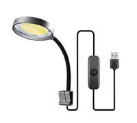 Tigerlily Enterprises 2.5W USB Aquarium Light - Blue & White LED Clip-On Lamp with Flexible Gooseneck & Wired Controller - Ideal for Small Freshwater, Planted & Saltwater Tanks - Grey