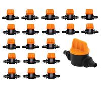 Tigerlily Enterprises 20PCS 4mm Micro Irrigation Shut Off Valves - Barbed Coupling Connectors for 4/7mm Hose - Garden Drip Watering System Fittings