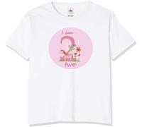 Tigerlilyprints 2nd Birthday I am 2 T Shirt Top Unicorn Girl, Age 2 Birthday Top, I am 2 Today, Super Soft White