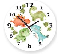 Tigerlilyprints Kids Dinosaur Wall Clock - 20cm Cute Dinosaur Design | Silent Non-Ticking Quartz Clock for Toddler & Child’s Bedroom, Playroom or Nursery