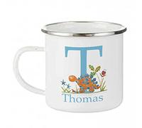 Tigerlilyprints Personalised Dinosaur Enamel Camping Mug - Name Kids Cup -Kids Camping Mugs - Personalised - Custom Made Birthday Gift Idea