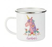 Tigerlilyprints Personalised Enamel Camping Mug UK- Unicorn Cup Name Kids Cup -Kids Camping Mug