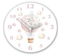 Tigerlilyprints Pretty Pink Baby Room Wall Clock - 20cm | Silent Quartz Mechanism | Cute Nursery Décor for Girls | Non-Ticking, Easy to Hang