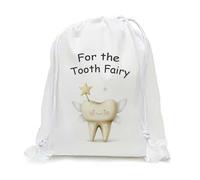 Tigerlilyprints Tooth Fairy Drawstring Bag - Fairy Design | Keepsake Pouch for Lost Teeth | Soft Cotton Gift Bag for Girls & Boys | Magical Tooth Fairy Storage Sack