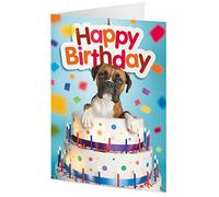TigerMill Publishing Boxer dog emerges from giant birthday cake, greeting card