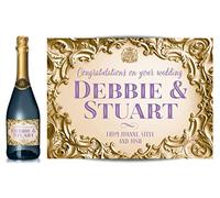 TigerMill Publishing Personalised Gold Baroque Champagne Labels for Any Occasion - Birthday, Wedding, Engagement, Anniversary, Hen Night, Christmas, Congratulations (Gold/Lilac Type)
