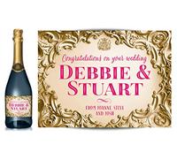 TigerMill Publishing Personalised Gold Baroque Champagne Labels for Any Occasion - Birthday, Wedding, Engagement, Anniversary, Hen Night, Christmas, Congratulations (Gold/Pink Type)