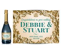 TigerMill Publishing Personalised Gold Baroque Champagne Labels for Any Occasion - Birthday, Wedding, Engagement, Anniversary, Hen Night, Christmas, Congratulations (Gold/Green Type)
