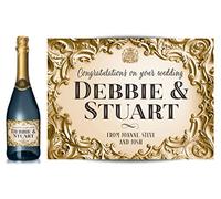 TigerMill Publishing Personalised Gold Baroque Champagne Labels for Any Occasion - Birthday, Wedding, Engagement, Anniversary, Hen Night, Christmas, Congratulations (Gold/Black Type)