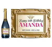 TigerMill Publishing Personalised Gold Effect Champagne Labels for Any Occasion or Event, Birthday, Wedding, Engagement, Anniversary, Hen Night, Christmas, Congratulations etc… (Gold/Pink)