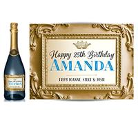 TigerMill Publishing Personalised Gold Effect Champagne Labels for Any Occasion or Event, Birthday, Wedding, Engagement, Anniversary, Hen Night, Christmas, Congratulations etc… (Gold/Blue)