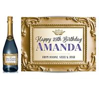 TigerMill Publishing Personalised Gold Effect Champagne Labels for Any Occasion or Event, Birthday, Wedding, Engagement, Anniversary, Hen Night, Christmas, Congratulations etc… (Gold/Purple)
