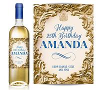 TigerMill Publishing Personalised Gold Effect Wine Labels for Any Occasion or Event, Birthday, Wedding, Engagement, Anniversary, Hen Night, Christmas, Congratulations etc (Gold/Dark Blue Type)