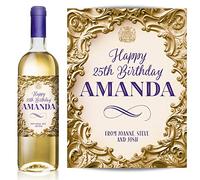 TigerMill Publishing Personalised Gold Effect Wine Labels for Any Occasion or Event, Birthday, Wedding, Engagement, Anniversary, Hen Night, Christmas, Congratulations etc (Gold/Purple Type)