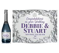 TigerMill Publishing Personalised Silver Effect Champagne Labels for Any Occasion or Event, Birthday, Wedding, Engagement, Anniversary, Hen Night, Christmas etc (Silver/Purple Type)